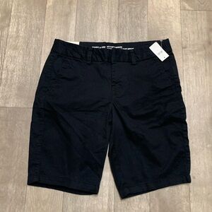 Womens NWT Khakis By Gap‎ The City Bermuda Black Shorts